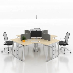 Fashion <strong>Three</strong>-person Seating Workstation Desk Stand Circular Layout 3 Seat <strong>Computer</strong> Desk Frame Leg - Product Image 3