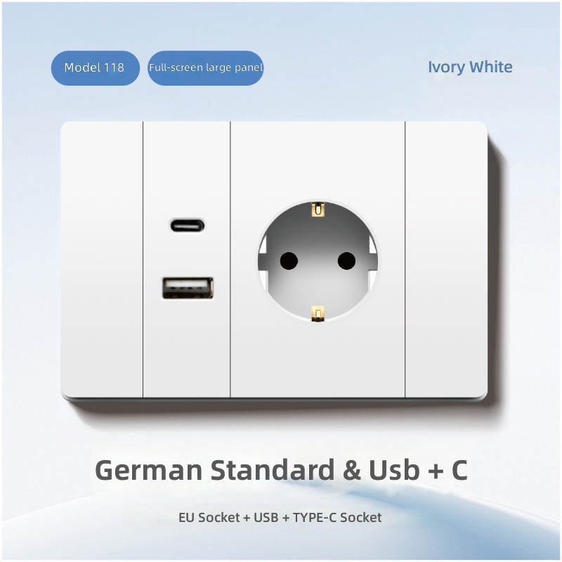 European socket+USB+Type-C