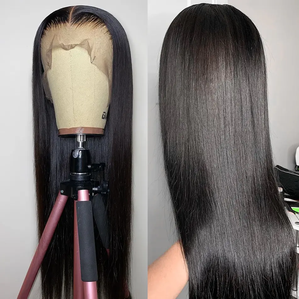 Malaika Hair Avec-pelucas de cabello humano 100% transparente, pegamento para extensiones de cabello brasileño, color negro Natural, FRANCÉS