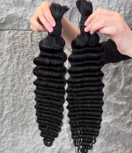 Sâu sóng con người bện tóc số lượng lớn phần mở rộng không có sợi ngang 100% chưa qua chế biến Ấn Độ xoăn Remy số lượng lớn tóc con người cho bện - Product Image 3
