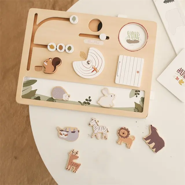 Baby Early Learning Cognitive Board Forest Seasonal Classification Toy Animal Puzzle Jigsaw Early Learning Cognitive Busy Boards