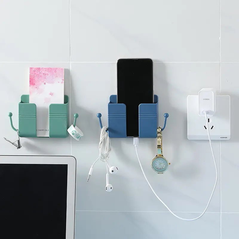Wandmontage Handyhalter mit Selbstklebstoff für Badezimmer Schlafzimmer Küche Ladeständer Fernbedienung Aufbewahrungsbox