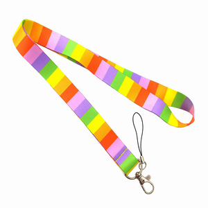 Factory Price Polyester Sublimation <strong>Printed</strong> Colorful <strong>Stripe</strong> rainbow Neck Strap Keychain ID Badge Card Key Holder LGBT <strong>Lanyard</strong> - Product Image 3