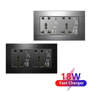 18w Type-C快速充电通用5针双电源插座，带DC 5V 3.1a Type-c USB充电器的不锈钢电源插座 - Product Image 3