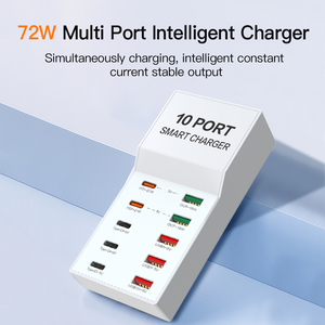 72W PD QC 10-Port-Multi-Ladestation USB C-Ladegerät Typ C 27W Ausgangs reise restaurant für EU US AU UK Plug Phone Watch - Product Image 3