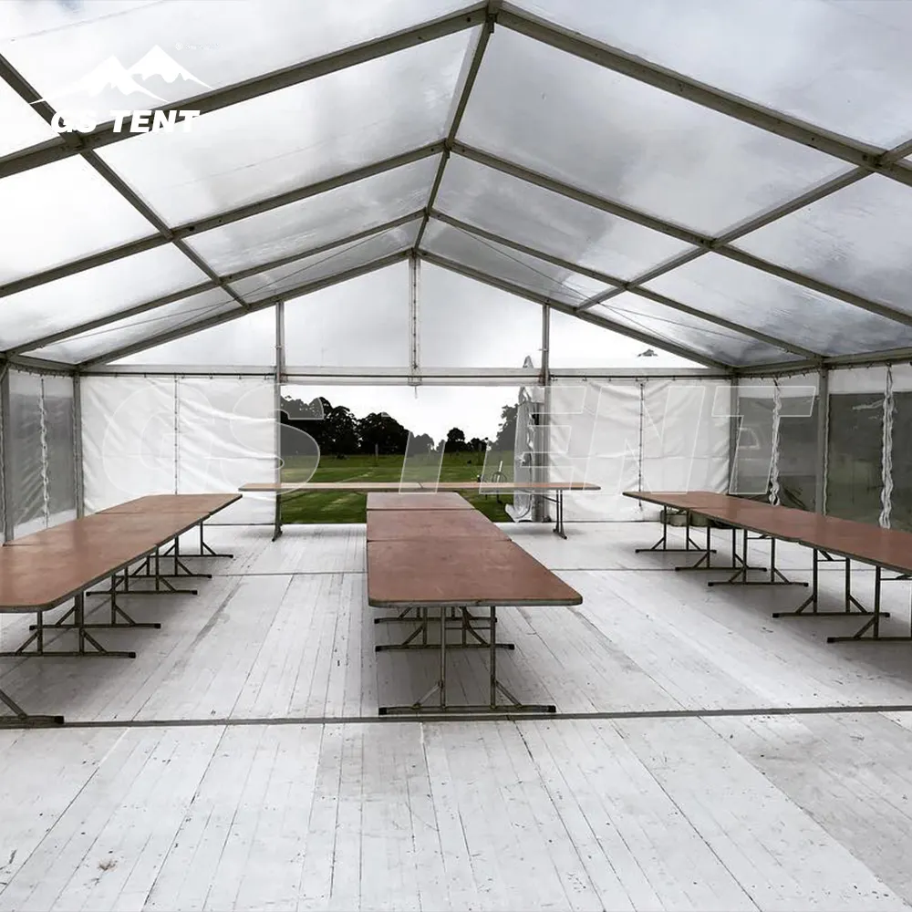 خيمة شفافة زجاجية متينة للمناطق الخارجية بإطار أسود خيمة مناسبات شفافة مقاومة للماء مناسبات للحفلات 1000 شخص