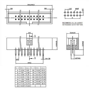 A2005 A2541 2.54mm DC3 シンプルJTAGストレートピンソケット 6 8 10 12 14 16 18 20 24 26 30 40P メスヘッダー ボックスヘッダー IDCコネクタ - Product Image 2
