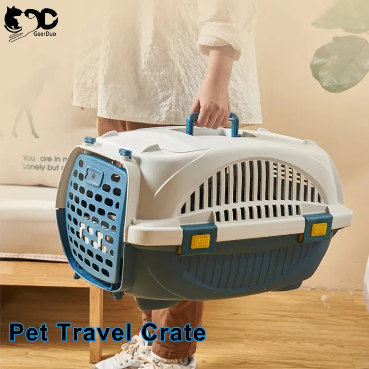 Geerduo Resistente Espaço Grande Durável e Fácil de Limpar Canis De Plástico Portátil para Cães Gatos Pequenos e Médios Pet