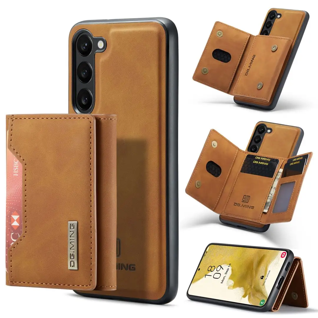 Casing dompet uang tunai 3 dalam 1 baru untuk Samsung Galaxy S22 Ultra ritsleting casing penutup kartu dapat dilepas untuk Samsung Note 20 Ultra A14 A24 A54