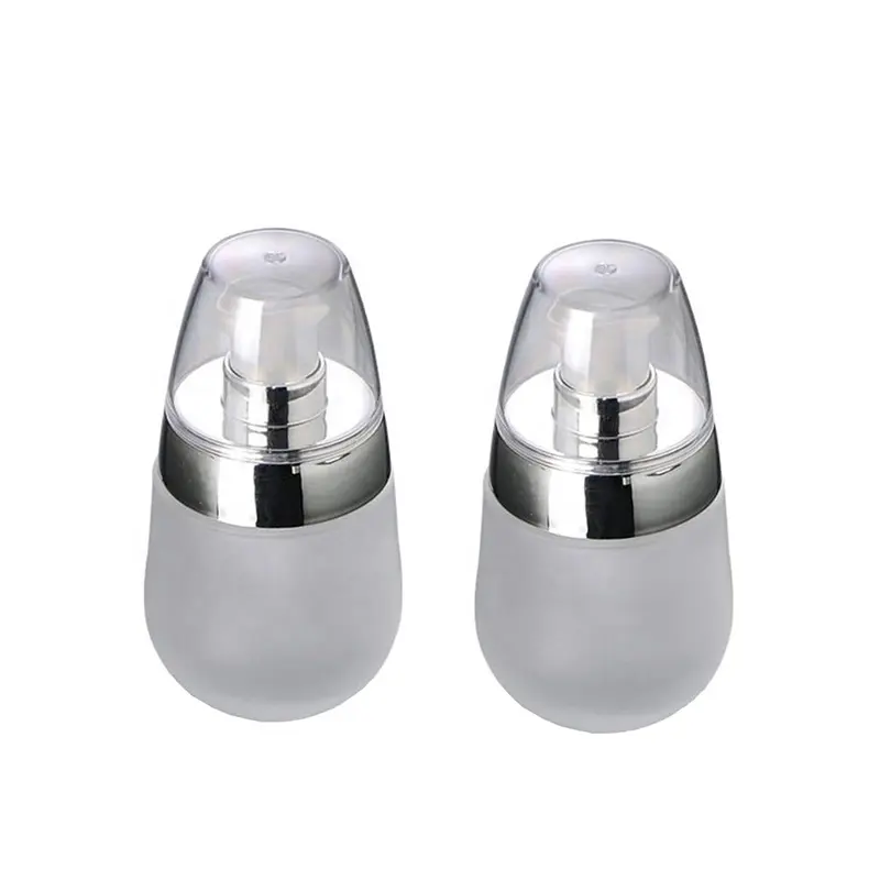 Botella transparente con anillo de plata, bomba de vidrio, dispensador de frascos, 30ml y 1oz
