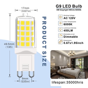 安い120V 220V 2W 3W 4W 5W G9 LED調光可能6000Kちらつきなし360度ビーム角LED G9電球 - Product Image 4