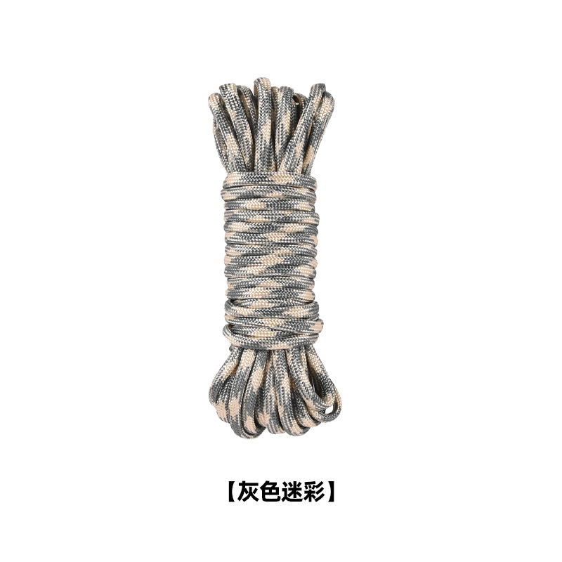 A bundle of 100 meters of gray camouflage rope
