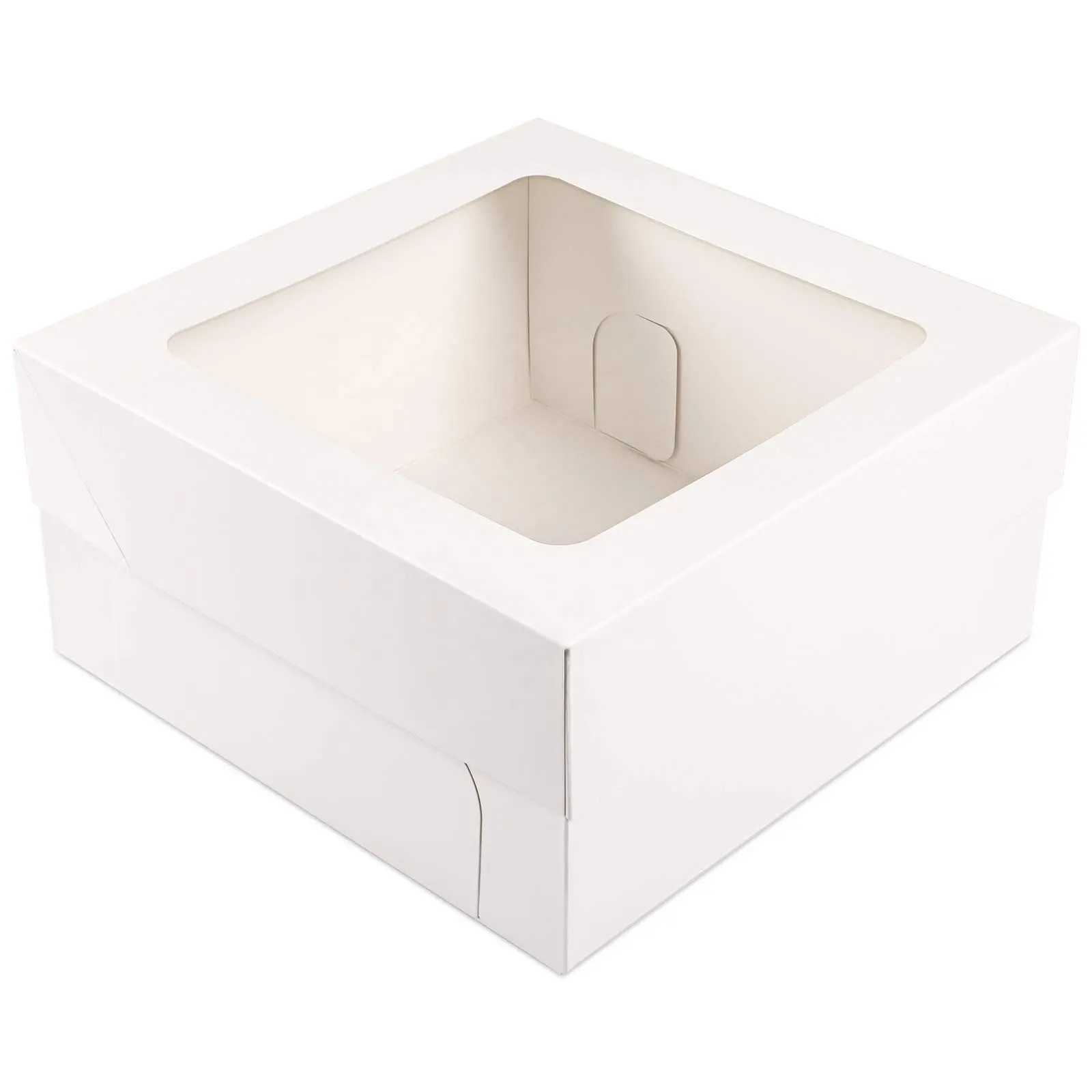 12x12x6 Pouces Cookie Pie Boulangerie Boîte Gâteau Pâtisserie Boîte avec Fenêtre Emballage Personnalisé Blanc Kraft Papier Carton Boîtes Rigides