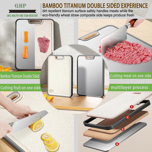 2025 mới nóng không trượt kháng khuẩn cắt khối hai mặt rơm lúa mì PP 100% tinh khiết titan thớt cho nhà bếp - Product Image 2