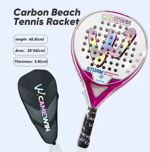 Raquete Padel feminina camewin, pá de padel para tênis de praia profissional, capa de paletes em fibra de carbono