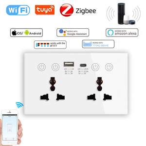 YUESHAPE Tuya Smart ZigBee Power Statistical <strong>Socket</strong> 20A <strong>With</strong> <strong>USB</strong> Type c Glass Panel <strong>Multi</strong> <strong>Functional</strong> Double WiFi Smart <strong>Socket</strong>