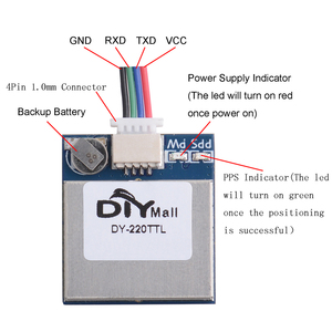 DY-220 DIYmall modulo di navigazione GPS doppio Glonass TTL livello 9600bps con Antenna attiva Build-in Flash per aerei Arduino FPV - Product Image 3