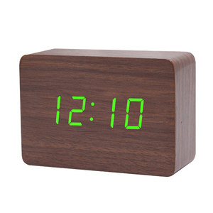 Home Bedroom Modern Large <strong>Digital</strong> LED Display Voice Control <strong>Temperature</strong> Wooden Calendar Clock - Product Image 1