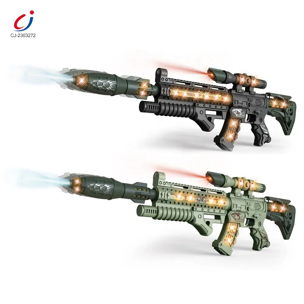 Chengji عالية الجودة بطارية ضوء الصوت رذاذ الدخان البلاستيك قناص بندقية مسدس لعبة الأطفال الإلكترونية العسكرية مسدس لعبة s