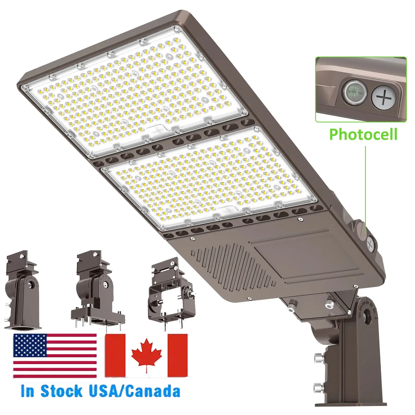 US Stock 100W 150W 200W 240W 300W IP65 LED Pole Mount Roadways Parking Lot Lamp Street Light