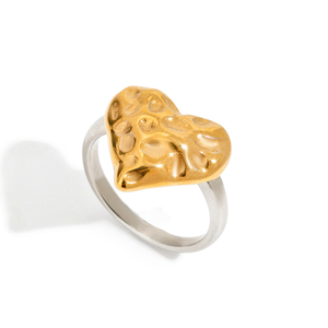 Chic Two Tone Knot Detailed Heart Contour Gold <strong>Silver</strong> Mixed Metal Open Ring for Minimalist Daily Looks - Product Image 4