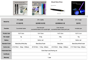 เครื่องตรวจธนบัตรปลอมแบบพกพาได้เครื่องทดสอบธนบัตรระหว่างประเทศเครื่องตรวจบิลไฟ UV แบบ2ปากกา1ดวง50ชิ้น - Product Image 3