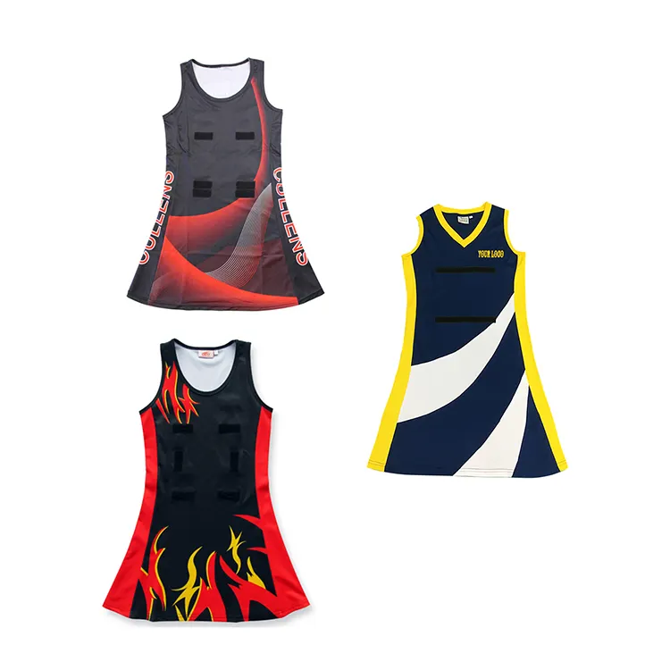 Uniforme do vestido de netball feito sob encomenda, vestido de netball da linha a