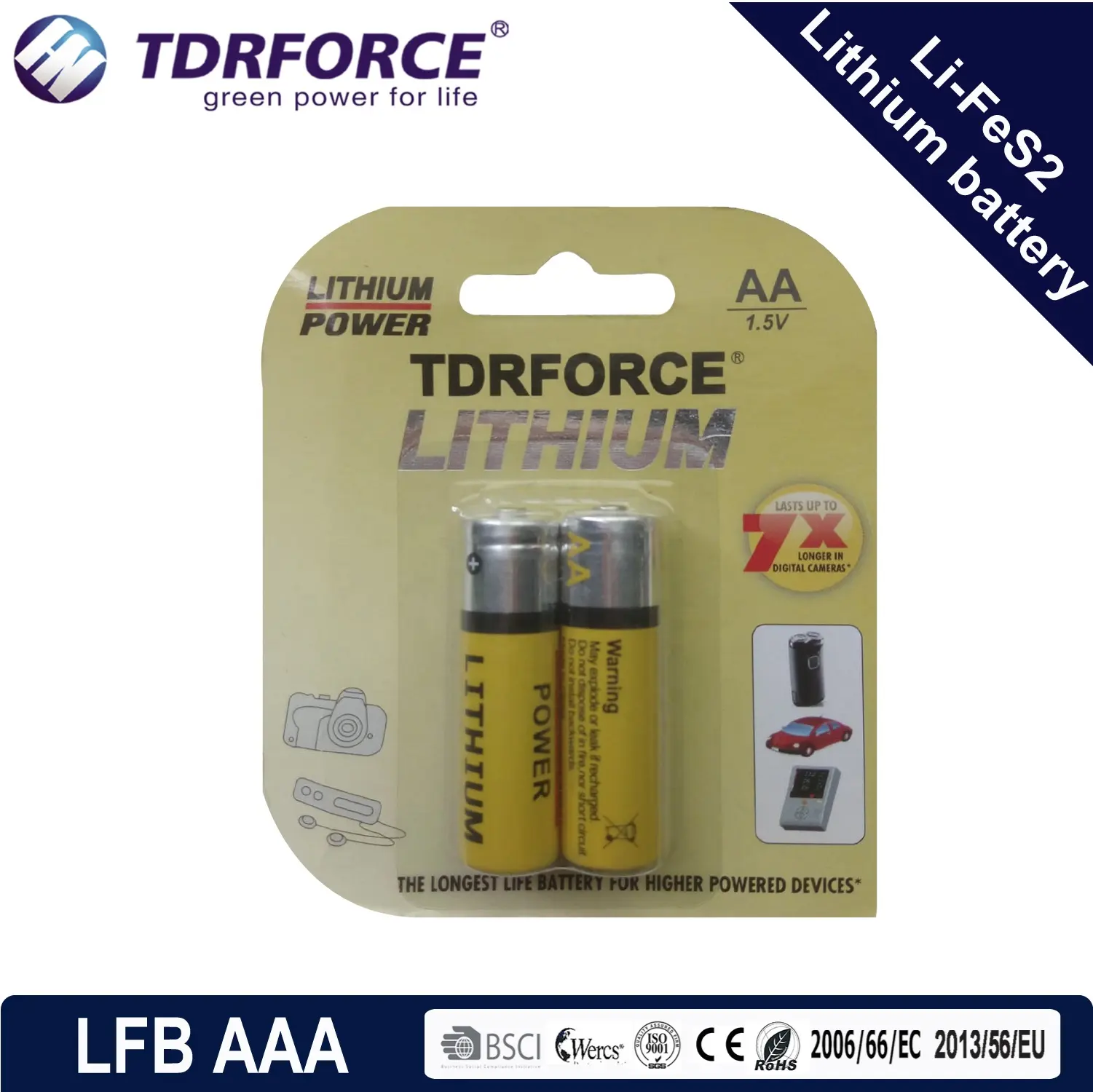 Vente en gros de batterie au lithium Li-Fes2 de haute qualité batterie alcaline rechargeable de marque originale