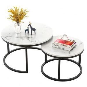 Bent Black Gold Metal Side Marble Stone Mdf Wood Contemporary Round Nesting Coffee <strong>Table</strong> Nest of <strong>3</strong> <strong>Table</strong> <strong>Set</strong> Nesting <strong>Table</strong> - Product Image 1