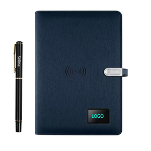 Notebook formato A5 diario foderato Jotter in ecopelle conferenza Notepad Wireless Power Bank calcolatrice Notebook con unità USB - Product Image 1