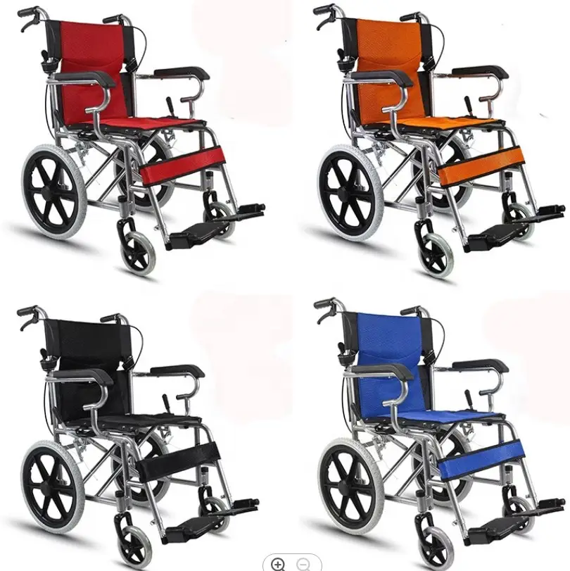 L'hôpital personnes âgées paralysie cérébrale manuel réglable en hauteur pliable fauteuil roulant avec roues repose-pieds et siège en nylon