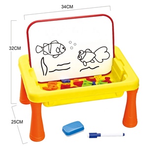 3 In 1 çocuk eğitim masası oyuncak manyetik yazı tahtası oyuncak yapı taşları set masa - Product Image 4