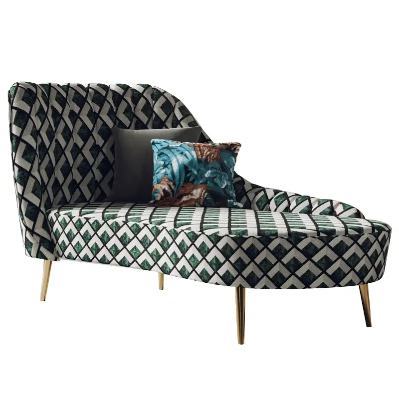 Sofá reclinable de terciopelo de lujo, silla con marco de madera, con patas de Metal, para dormitorio y sala de estar
