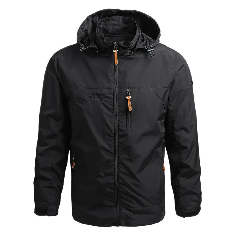 JQ3 2021 spring jacket men hooded zipper waterproof coat windproof warm solid color fashion coat outdoor wholesale customize