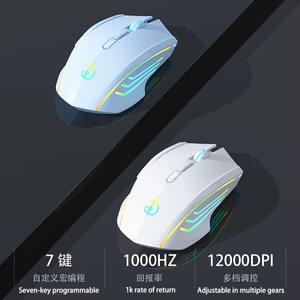 Gaming mouse - 12000DPI regolabile 5 livelli RGB, design ergonomico a 7 pulsanti con macro e batteria