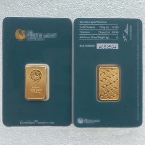 メタルクラフト金メッキバー1oz/2.5g/5g/10g/20g/50g/100g銅インゴット銀金メッキ地金非磁性