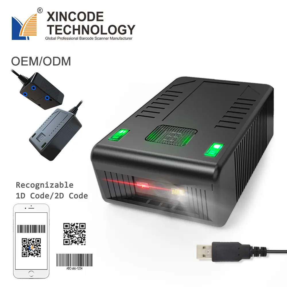 Xincode-minilector de código de barras Qr de alta velocidad, escáner de código de barras integrado 1D 2D, OEM, USB, Rs232 Com