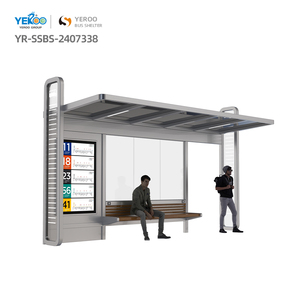 Estación de autobús multifuncional personalizable City Street Smart Bus Stop Shelter con fuente de luz LED - Product Image 3