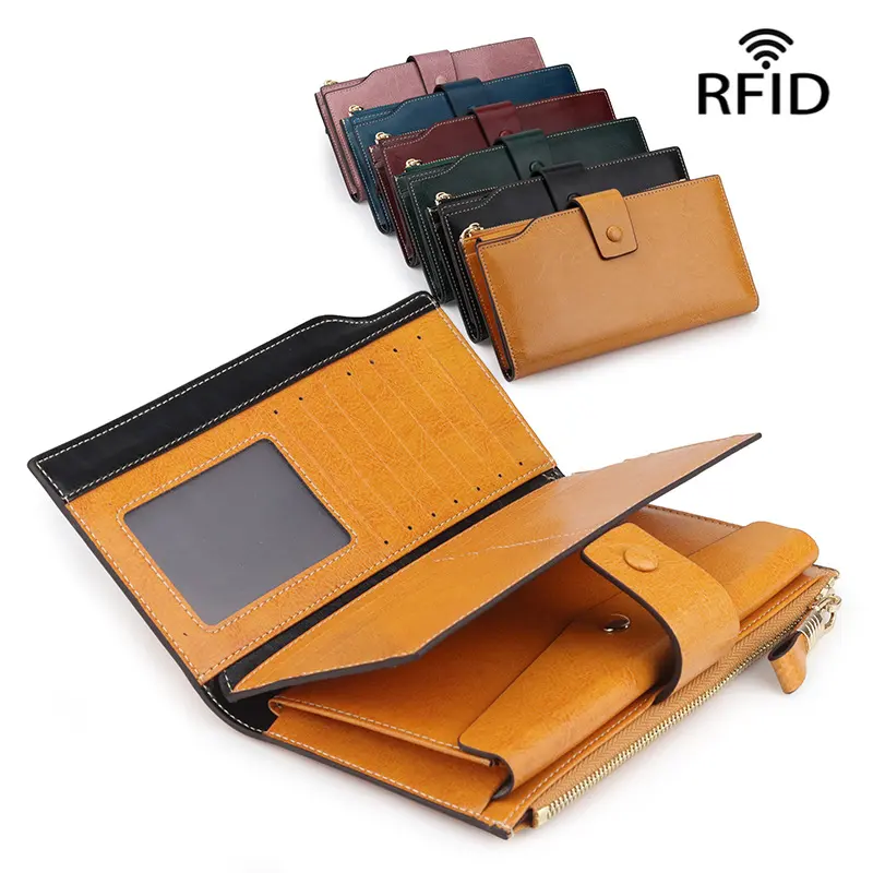 100% Genuine Leather Rfid Unisex The Manufacturer Top Quality Luxury Brand Advanced Custom Smell Proof Wallet