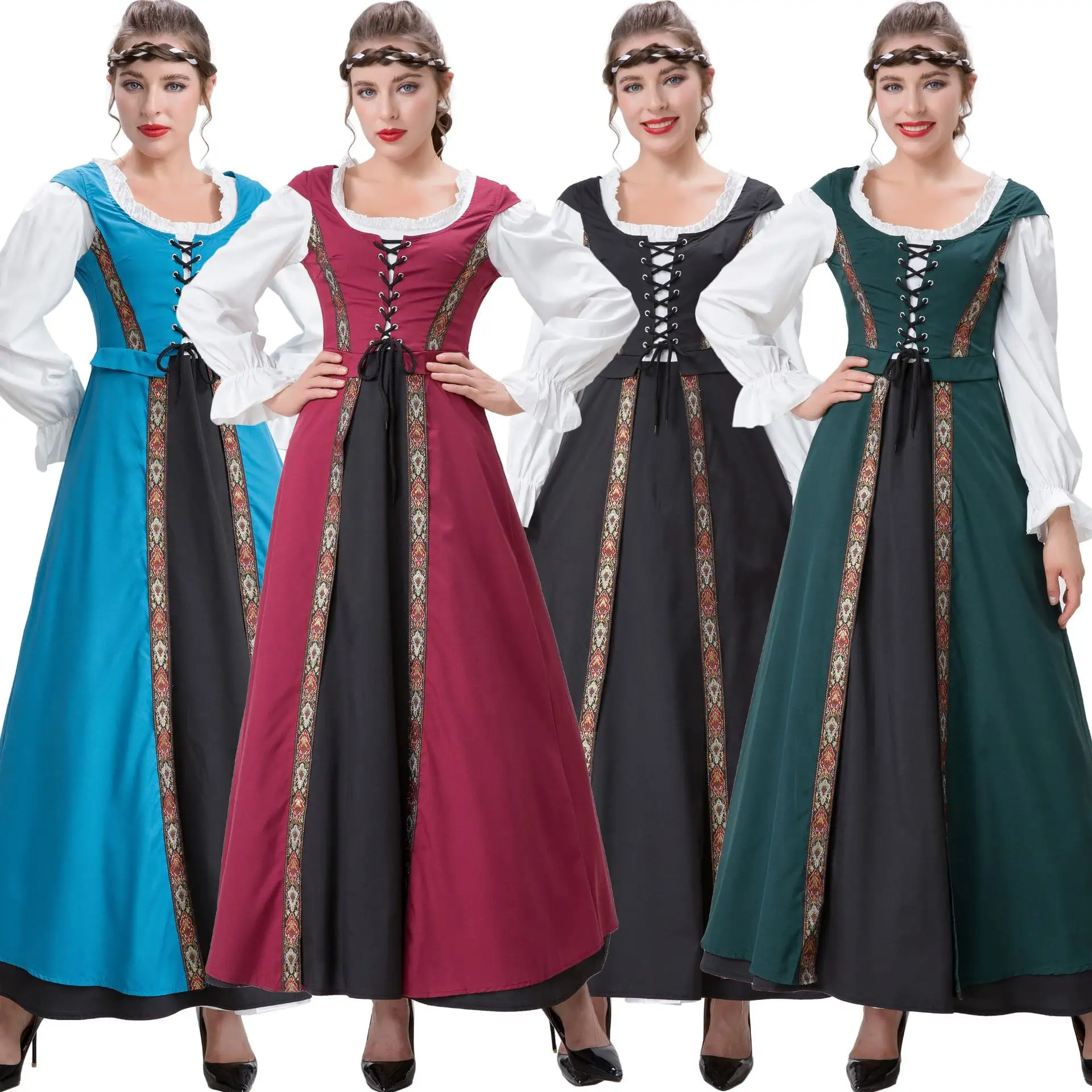 M-XL المحكمة الأوروبية والأمريكية اللباس كليوباترا فستان طويل المرحلة اللباس جديد هالوين زي