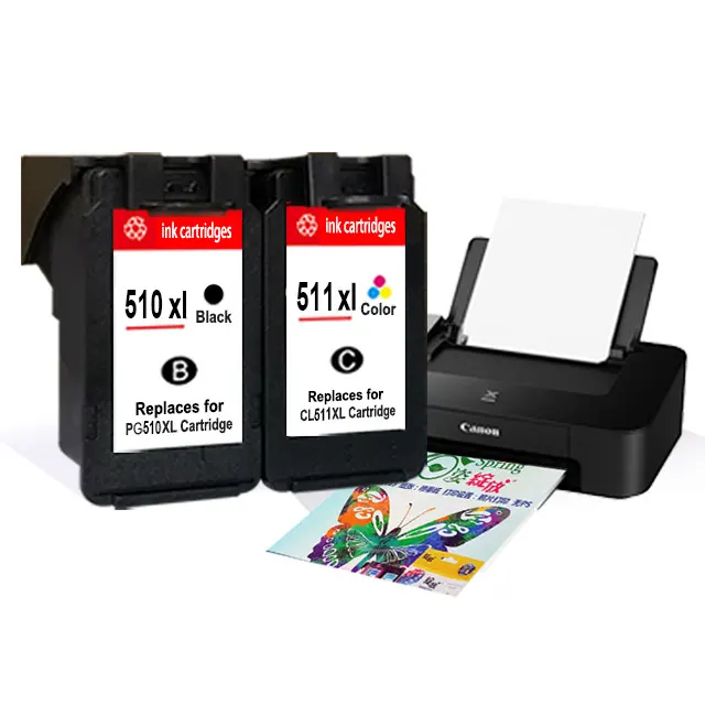 Cartucho recarregável de chip, cartuchos de impressora deskjet para canon PG-510 CL-511