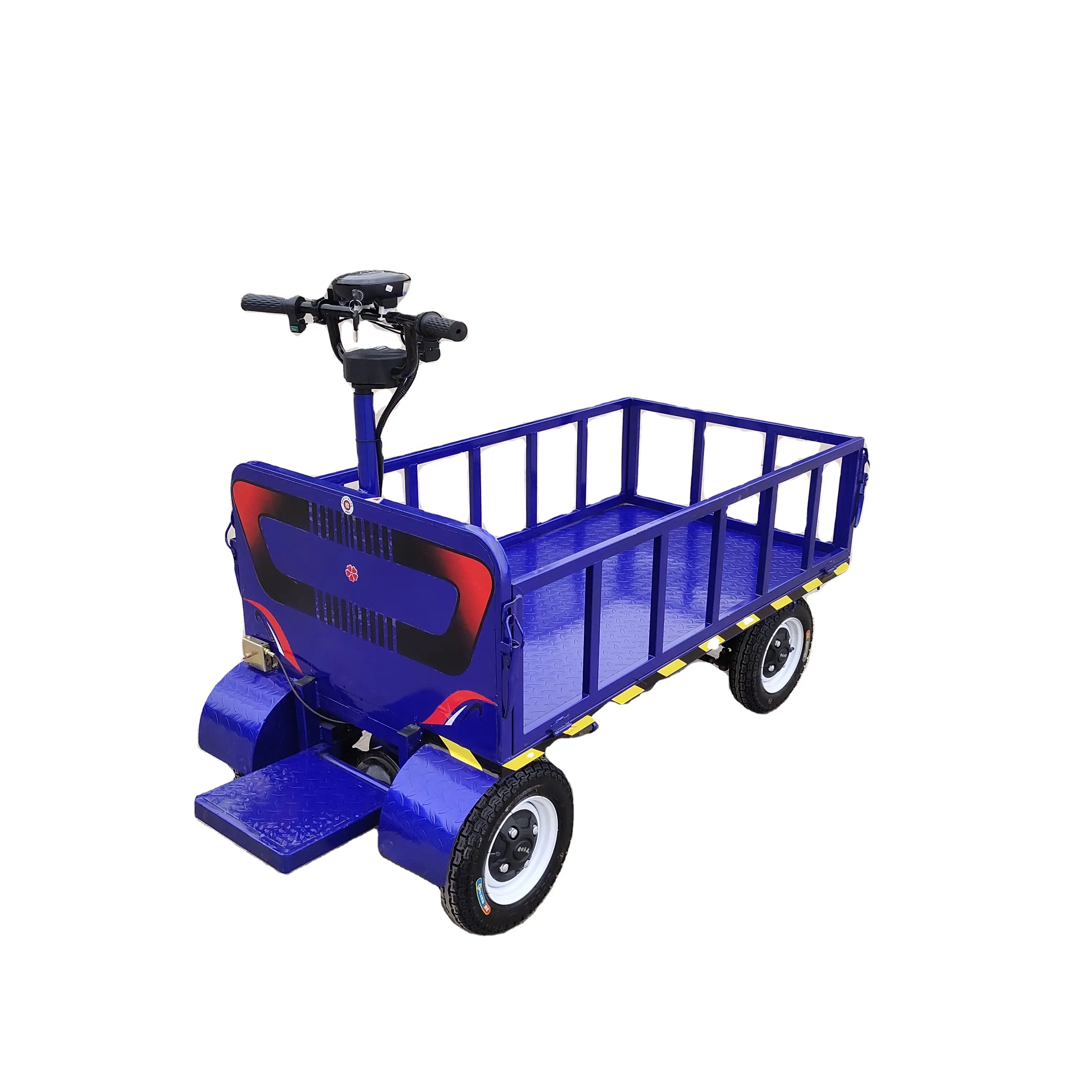 Electric Hand Cart 4 Wheel Metal Cargo Wagon Outdoor Garden Cart Dump Wagon Heavy Duty Steel Cargo Electric Wagon Garden Tool