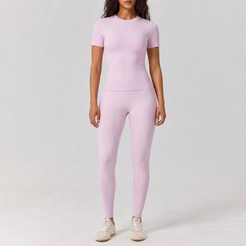 Pink short sleeve trousers