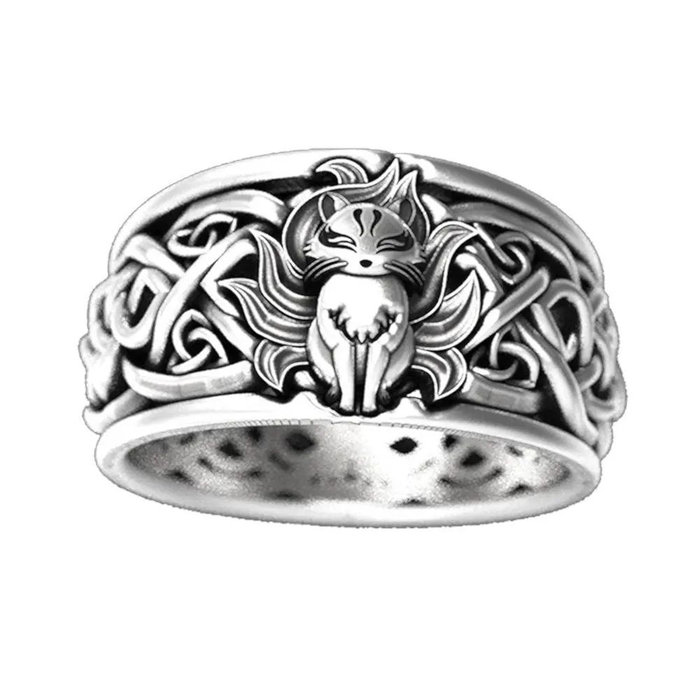 fashion brass alloy Celtic Viking fox charm ring men's retro finger rings