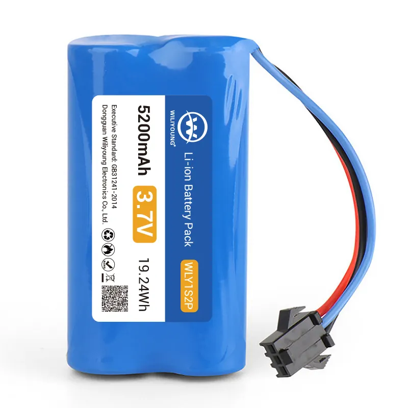 保護された186501S2Pリチウムイオン3.7V 5200mAh 4400mAh 5Ah4Ahコネクタ付き充電式バッテリーパック