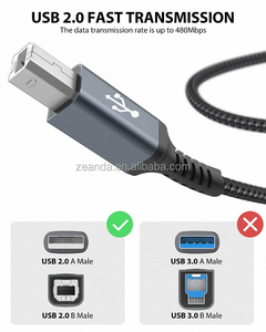 高品质USB 2.0尼龙电缆聚氯乙烯b型扫描仪打印机电缆编织电脑耳机高速充电兼容 - Product Image 2