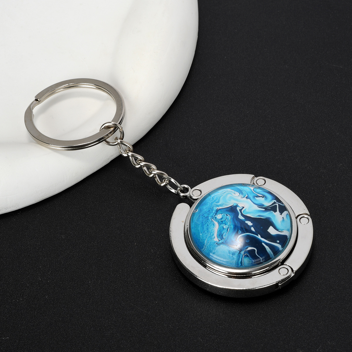 light blue glass-key chain