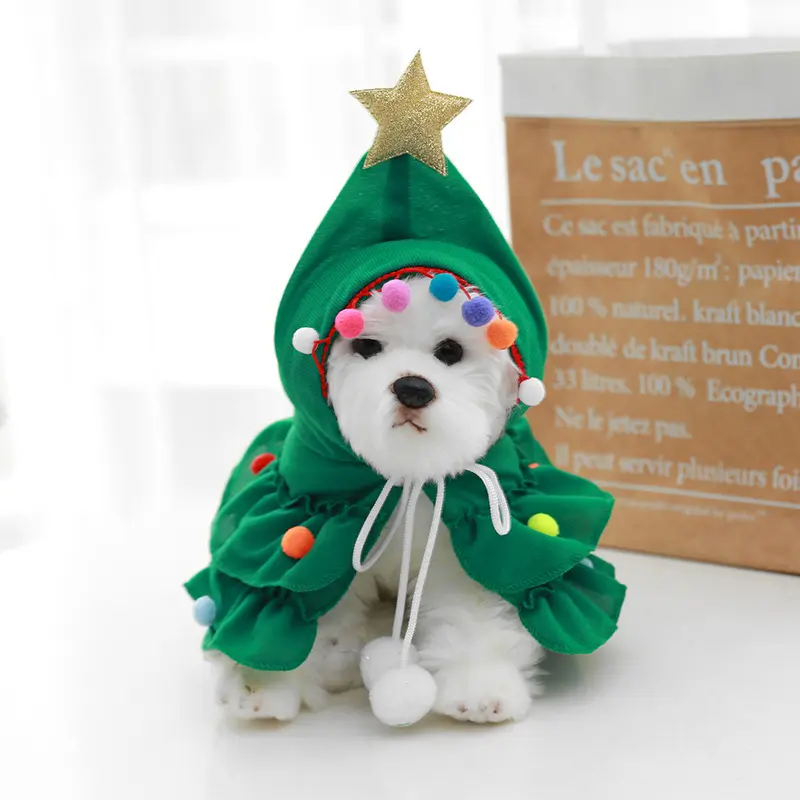 Nouveaux vêtements pour animaux de compagnie de Noël Arbre de Noël cape pour animaux de compagnie chien transformé en cadeau de vacances