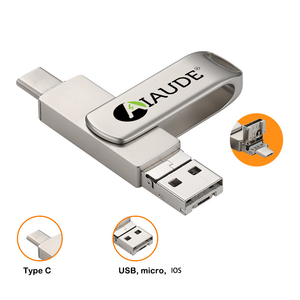 Özelleştirilmiş 4 1 OTG USB Flash sürücü tip C mikro Metal Pendrive 3.0 16gb 32gb 64gb 256gb U Disk için 8 Pin - Product Image 4