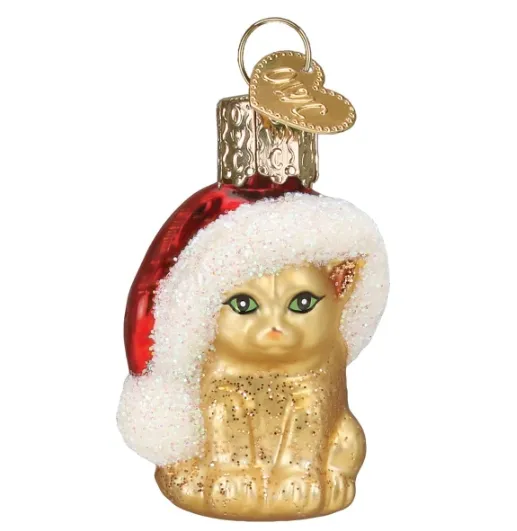 دمية قطة شخصية من الصمغ الأصلي مع تمثال قبعة سانتا زينة الكريسماس